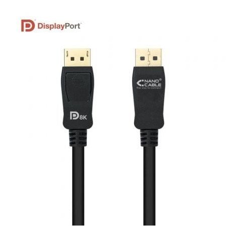 Cabo DisplayPort 1.4 8K Nanocable 10.15.2502/ DisplayPort Macho - DisplayPort Macho/ 2m/ Certificado/ Preto