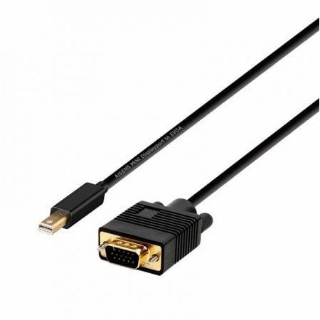Adaptador Mini Displayport Aisens A125-0362/ Mini DP Macho - VGA Macho/ 2m/ Preto