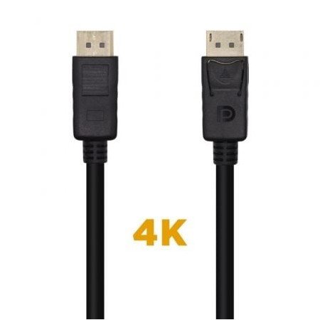 Cabo Displayport 1.2 4K Aisens A124-0455/ Displayport Macho - Displayport Macho/ 1m/ Preto