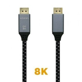 Cabo Displayport 1.4 8K Aisens A149-0434/ Displayport Macho - Displayport Macho/ 0,5m/ Preto Cinza