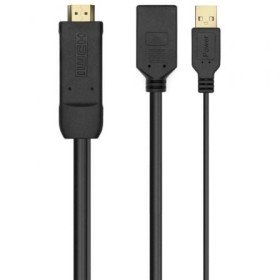 Cabo Conversor Aisens A122-0642/ Displayport Macho - HDMI Macho - Displayport Fêmea - USB Macho/ 10cm + 10cm/ Preto