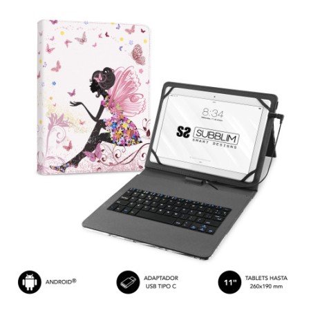 CAIXA COM TECLADO MICRO USB – KEYTAB TIPO C USB 11" FAIRIES