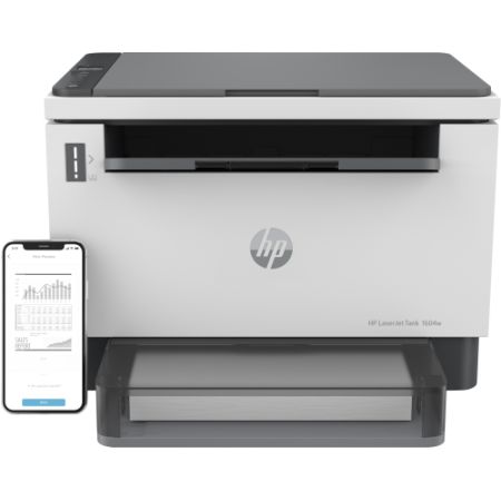 Impressora multifuncional HP LaserJet Tank 1604w, preto e branco, impressora comercial, impressão, cópia, digitalização, digital