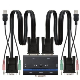KVM Switch Nanocable 10.12.0001/ PC - CPU: 2 VGA + 2 USB + 4 JACK 3.5 / CONSOLE: 2 USB + VGA + 2 JACK 2.5/ 1.4m