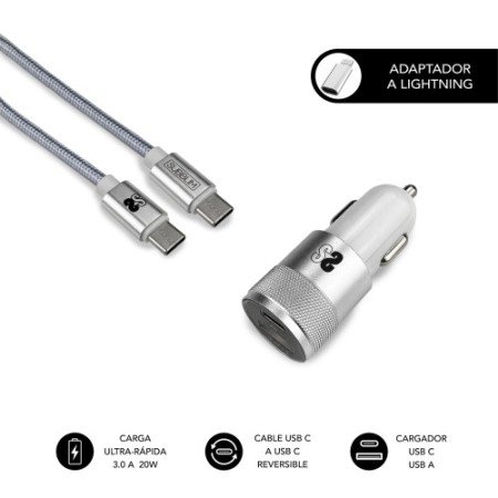 CARREGADOR DE CARRO DUPLO PD20W+QC3.0+C A C/LIGHTNING S