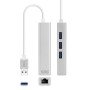 Nanocable USB 3.0 Hub 10.03.0403/ 3xUSB/ 1xRJ45/ Cinza