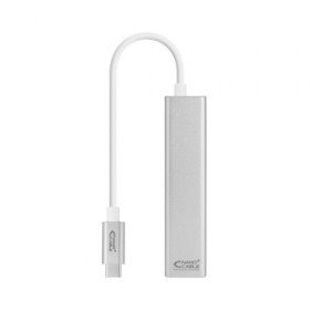 Hub Nanocable USB tipo C 10.03.0404/ 3xUSB/ 1xRJ45/ Cinza