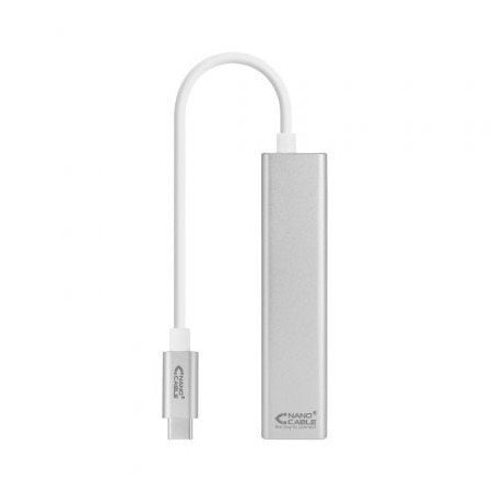 Hub Nanocable USB tipo C 10.03.0404/ 3xUSB/ 1xRJ45/ Cinza