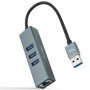 Nanocable USB 3.0 Hub 10.03.0407/ 3xUSB/ 1xRJ45/ Cinza