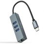 Hub Nanocable USB tipo C 10.03.0408/ 3xUSB/ 1xRJ45/ Cinza