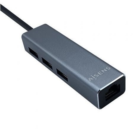 Hub USB tipo C Aisens A109-0396/ 3xUSB/ 1xRJ45/ Cinza