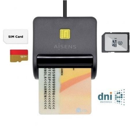 ID e Leitor de Cartões Aisens ASCR-SN02SD-BK/ Preto