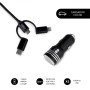 Carregador de carro SUBBLIM 2xUSB Dual Car Charger Alum 2.4A + 3 em 1 cabo preto