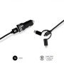 Carregador de carro SUBBLIM 2xUSB Dual Car Charger Alum 2.4A + 3 em 1 cabo preto