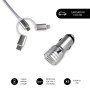Carregador de carro SUBBLIM 2xUSB Dual Car Charger Alum 2.4A + 3 em 1 cabo prata