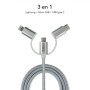 Carregador de carro SUBBLIM 2xUSB Dual Car Charger Alum 2.4A + 3 em 1 cabo prata