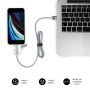 Carregador de carro SUBBLIM 2xUSB Dual Car Charger Alum 2.4A + 3 em 1 cabo prata