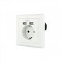 Tomada de parede tipo Schuko Nanocable com 2 tomadas USB Máx. 2.4A, branco