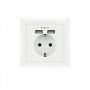 Tomada de parede tipo Schuko Nanocable com 2 tomadas USB Máx. 2.4A, branco