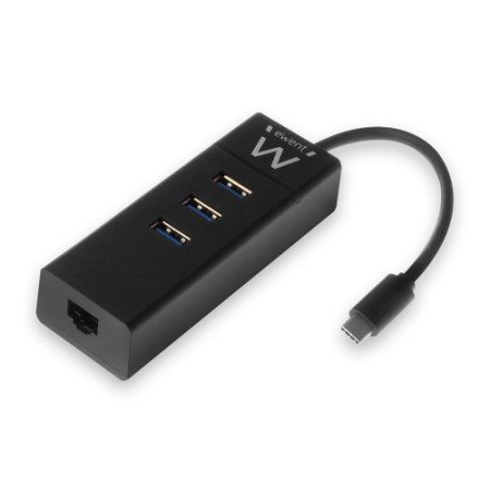Hub de interface Ewent EW1141 USB 3.2 Gen 1 (3.1 Gen 1) Tipo C 5000 Mbit/s Preto