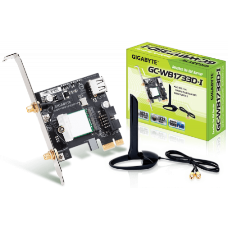 Adaptador Gigabyte GC-WB1733D-I e placa de rede WLAN / Bluetooth 1733 Mbit/s Interno