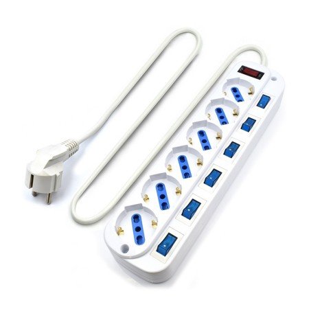 EWENT EW3932 Tira 6 tomadas / 6 interruptores 1,5 m