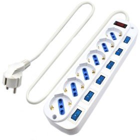 EWENT EW3932-5m Tira 6 tomadas / 6 interruptores 5m