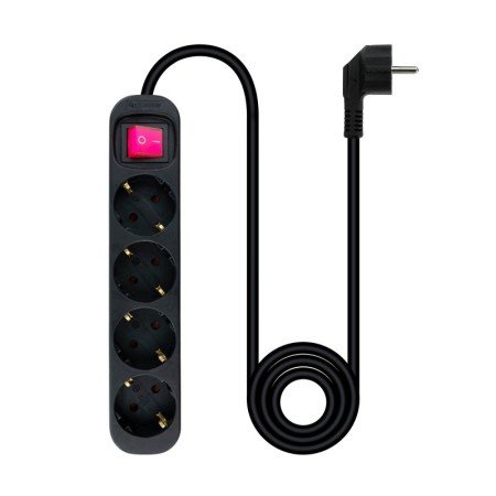 Filtro de linha nanocabo de 4 vias com interruptor preto