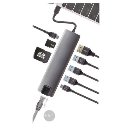 Coolbox Docking USB-C HDMI RJ45 USB 9 em 1